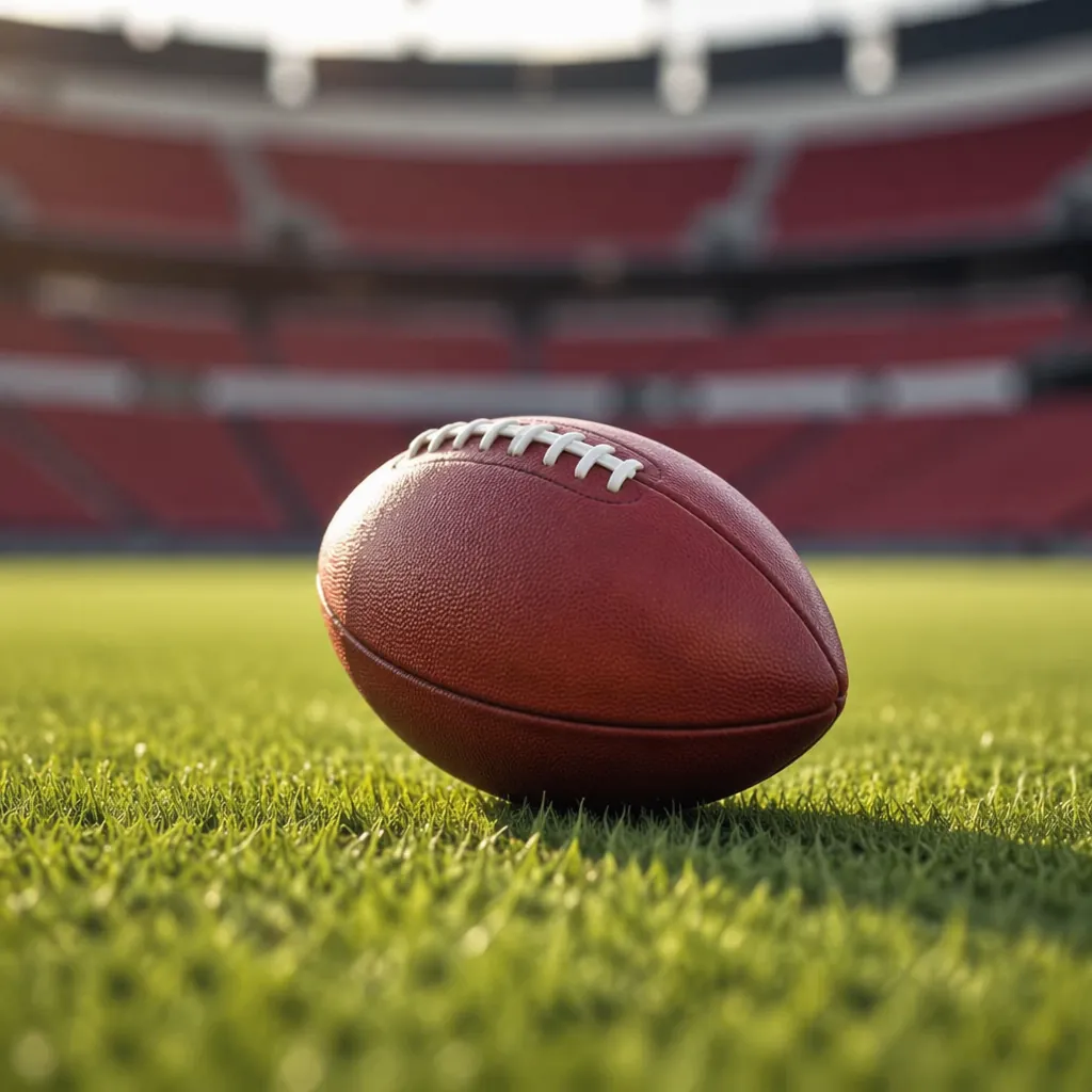 Close-up shot of a generic unbranded football rolling on a well-maintained green